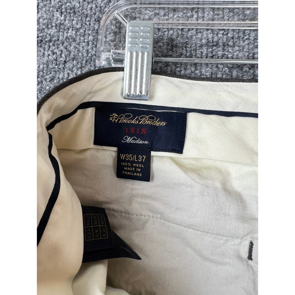 Brooks Brothers Pants 1818 Madison Mens Charcoal Grey 100% Wool 35x31 - Picture 3 of 6